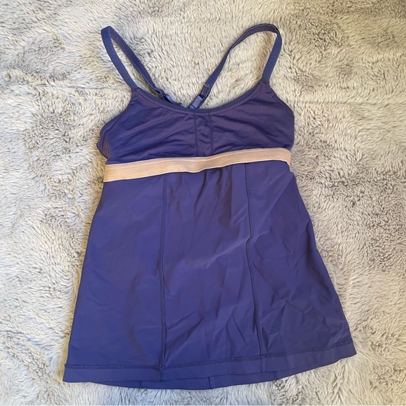 Lululemon Warrior 1 Double Strap Yoga Workout hot Tank Top size 4 purple layered - Picture 10 of 15